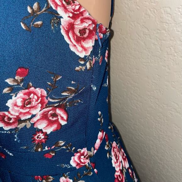 Dreamers maxi dress Navy blue floral print tie chest SZ SM V-neck top beach - Picture 5 of 10